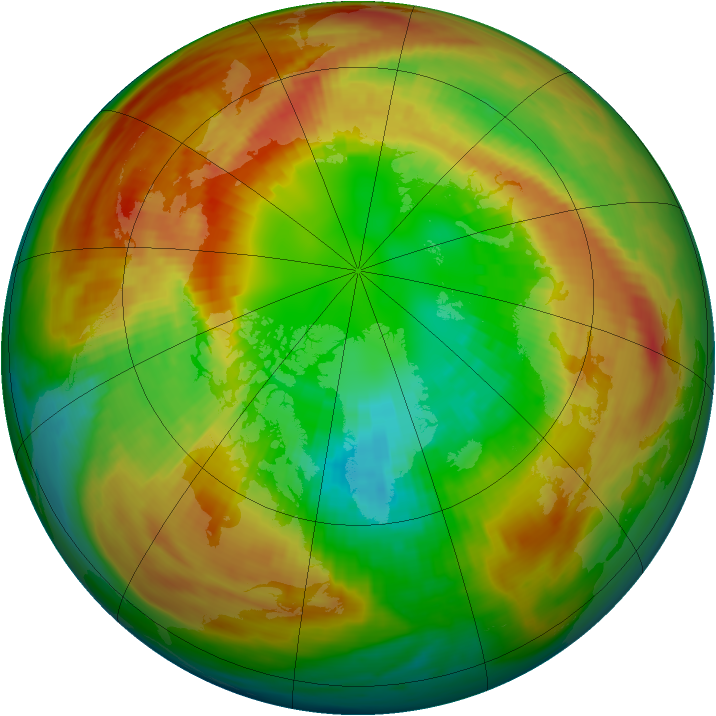 Arctic ozone map for 27 February 1986